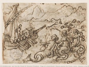 Page of a sketchbook: Ulysses passes the Sirens (recto); Ulysses in the Underworld (verso)