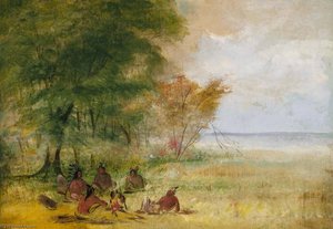 Sioux Indian Council, Chiefs In Profound Deliberation — George Catlin