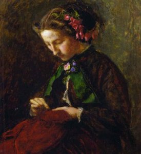 Effie With Foxgloves In Her Hair — Sir John Everett Millais