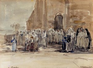 Leaving Mass At Plougastel — Eugène Louis Boudin