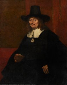 Porträt Eines Mannes Mit Einem Hohen Hut — Rembrandt Van Rijn