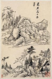 明 董其昌 山水圖 冊 紙本 Landscapes After Old Masters — Dong Qichang