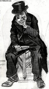 Orphan Man With Top Hat, Drinking Coffee — Vincent Willem Van Gogh, Contemporary Realism