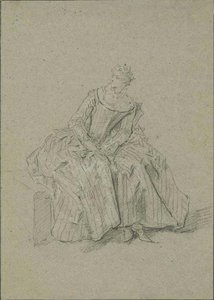 Seated Women, In Striped Dress — Nicolas Lancret