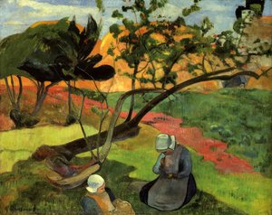 Little Girls (landscape With Two Breton Girls) — Eugène Henri Paul Gauguin, Post-impressionism
