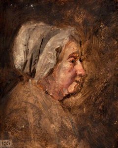 Head Of An Old Woman With A Cap, In Profile To The Right — John Graham Gilbert