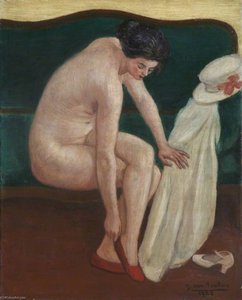 Nude with Red Shoes