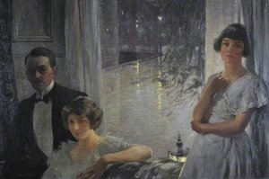 Stanley Cursiter (1887–1976), Artist, Self Portrait, Director Of The National Galleries Of Scotland, With His Wife Phyllis Eda Hourston, And His Model, Poppy Low, Chez Nous — Stanley Cursiter