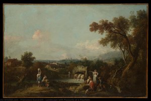 Landscape With Peasants At A Fountain — Francesco Zuccarelli