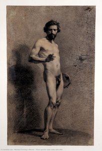 Three Quarter Male Nude With Disk — Mariano Fortuny Y Marsal