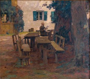 Deutsch Selbstporträt im Dachauer Biergarten