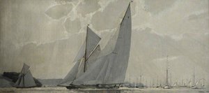 Off Cowes, 1923 The Yachts 'britannia', 'terpsichore' And 'ilyrica' — Charles Pears