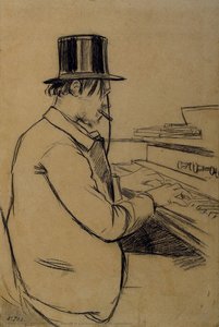 Portrait Of Erik Satie Playing The Harmonium — Santiago Rusiñol, Catalan Modernisme