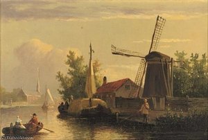A River Landscape At Dusk — Joseph Bles