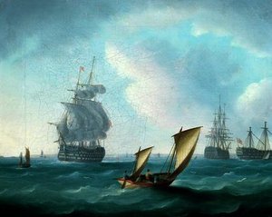 British Men-o'-war And A Hulk In A Swell — Thomas Buttersworth