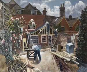 Builders At Work, Brick House, Great Bardfield — John Arthur Malcolm Aldridge