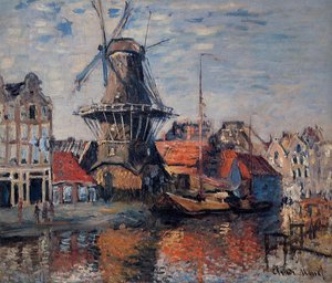 Windmill On The Onbekende Canal, Amsterdam — Claude Monet, Impressionism
