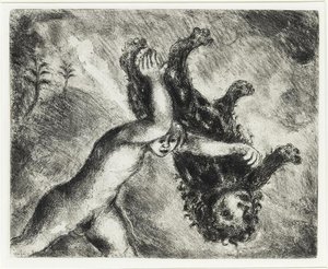 Samson Kills A Young Lion (judges, Xiv, 5 6) — Marc Chagall