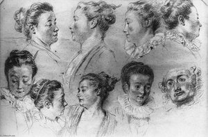 Studien Von Frauenköpfen — Jean-antoine Watteau