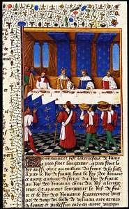 Banquet Given By Charles V (1338-80) In Hhonour Of His Uncle Emperor Charles Iv (1316-78) In 1378 — Jean Fouquet, Late Gothic