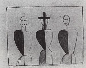 Three Suprematic Figures — Kazimir Malevich, Suprematism