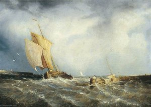 Coast Scene With Fishing Boats — John H (jock) Wilson