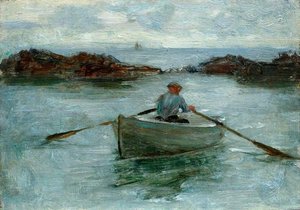 Man Rowing A Dinghy — Henry Scott Tuke