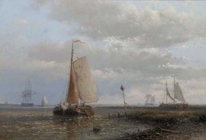 Sailingbarges In An Estuary — Abraham Hulk Senior