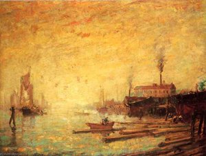 Harbor At Sunset, Moank, Connecticut — Henry Ward Ranger