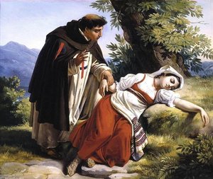 Young Monk Waking A Roman Peasant Girl — Louis Léopold Robert