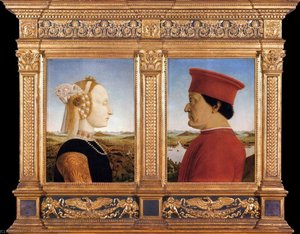 Porträts von Federico da Montefeltro und seiner Frau Battista Sforza