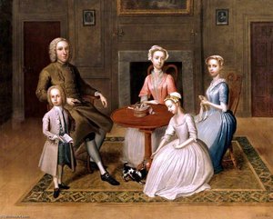 Group Portrait (possibly Of The Brewster Family), In A Domestic Interior — Thomas Bardwell