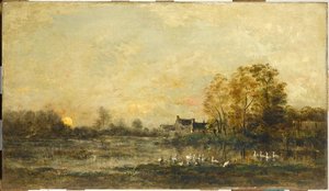 Le Marais Au Soleil Couchant — Charles-françois Daubigny