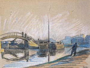 On The Riverbank Near A Bridge — Maximilien Luce