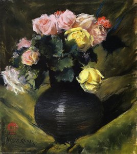 Flowers (aka Roses) — William Merritt Chase, Impressionist Floral Still Life