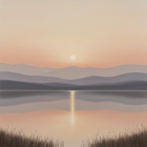 Ethereal Dawn Over Silken Peaks In A Singular Moment Of Serenity — Laurent Roche, Soft Minimalism