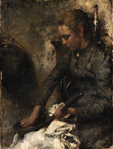 A Woman Cleaning A Pan