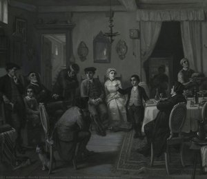 The Bar Mitzvah Discourse (bar-mizwa-vortag) — Moritz Daniel Oppenheim, Romantic Realism
