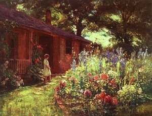 Child With Flowers — Theodore Clement Steele, Impressionism