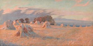 Stooked Corn At Sunset — William Herbert Allen