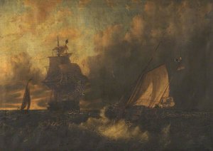 Ships At Sea — Edward William Cooke, Romantic Landscape Painting