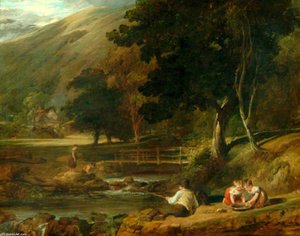 Borrowdale, Cumberland, With Children Playing By The Banks Of A Brook — William Collins, Romanticism