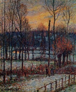 The Effect Of Snow, Sunset, Eragny — Camille Pissarro, Impressionist Landscape