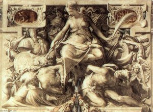 English Allegory of Peace Burning Arms