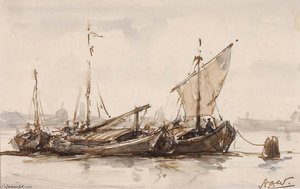 String Of Barges, Venice — Herman Armour Webster