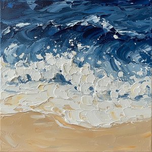 Ephemeral Surge: A Sculptural Study of Breaking Tides and Deep Indigo Shadows