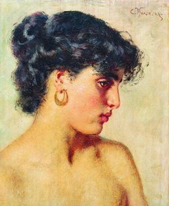 Portrait Of Dark-haired Beauty — Konstantin Yegorovich Makovsky, Contemporary Realism