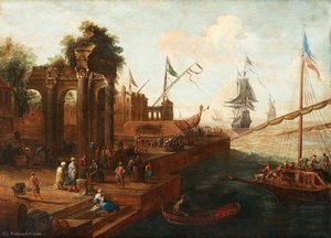 Southern Port With Figures And Ships — Abraham Storck (sturckenburch)