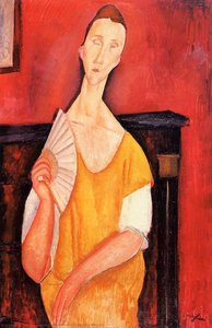 Madame Lunia Czechowska Con Un Ventilador — Amedeo Modigliani, Modern Expressionism