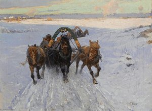 Troika Racing Through The Snow — François Flameng